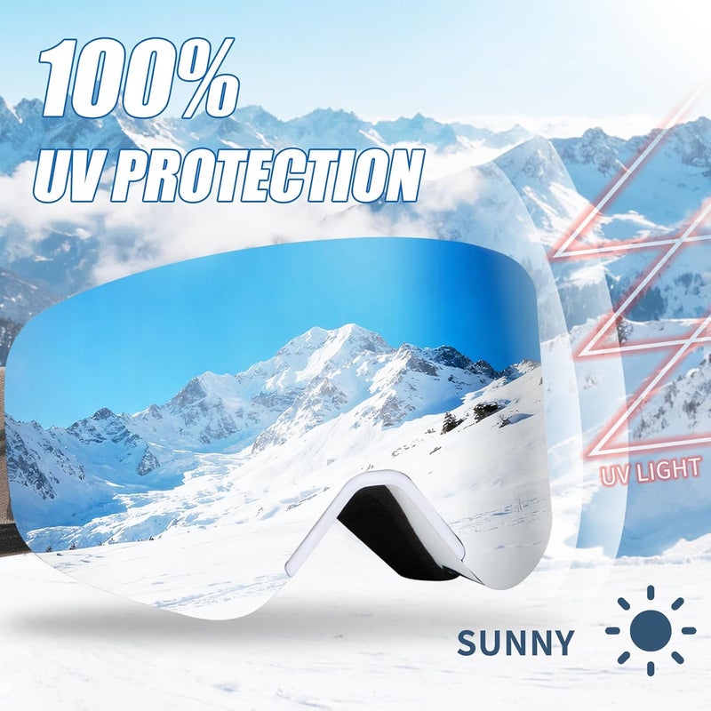 MXJ Gear Ski Goggles,OTG Snowboard Goggles Magnetic Interchangeable Lens,UV Protection Anti-fog,YH879B Snow Goggles for Men Women - Image 4